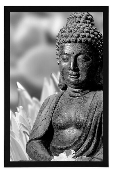 Poster Buddha pașnic în design alb-negru