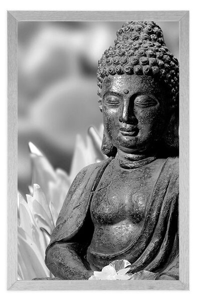 Poster Buddha pașnic în design alb-negru