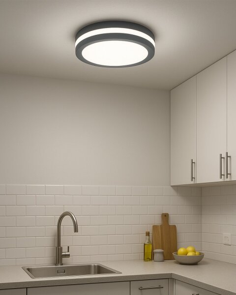 Plafonieră LED cu senzor de mișcare LED/20W/230V 3000/4000/6500K IP54 antracit