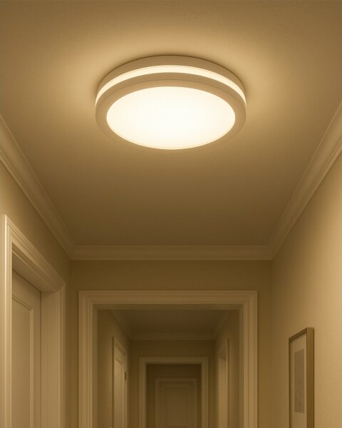 Plafonieră LED cu senzor de mișcare, 20W, 230V, 3000/4000/6500K, IP54, alb