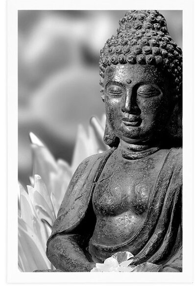 Poster Buddha pașnic în design alb-negru