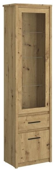 Vitrina AYSON, stejar artizanal maro, 55.6x36.2x210.6 cm