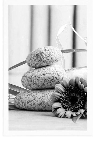 Poster natura moartă meditativă și wellness în design alb-negru