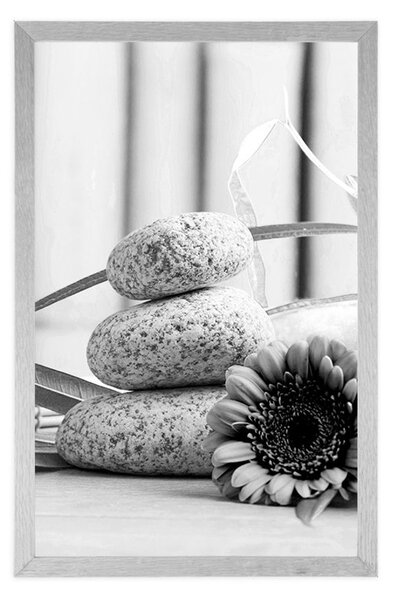 Poster natura moartă meditativă și wellness în design alb-negru