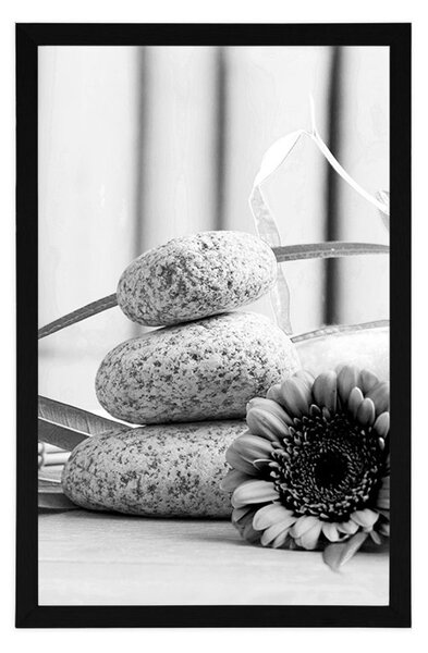 Poster natura moartă meditativă și wellness în design alb-negru