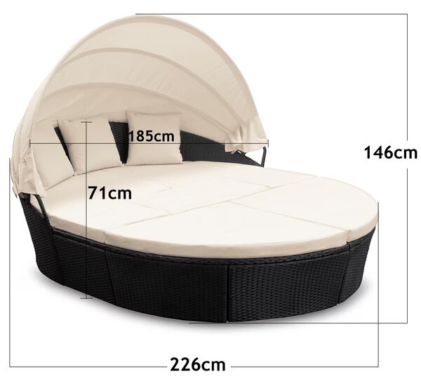 Deuba Pat de grădină din ratan LAZY BIG Ø226 cm - negru