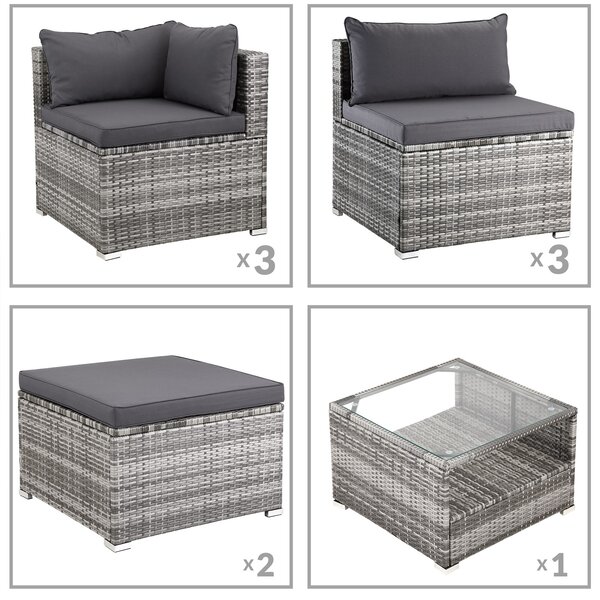 Deuba Set ratan de gradina XXL - perne gri/antracit
