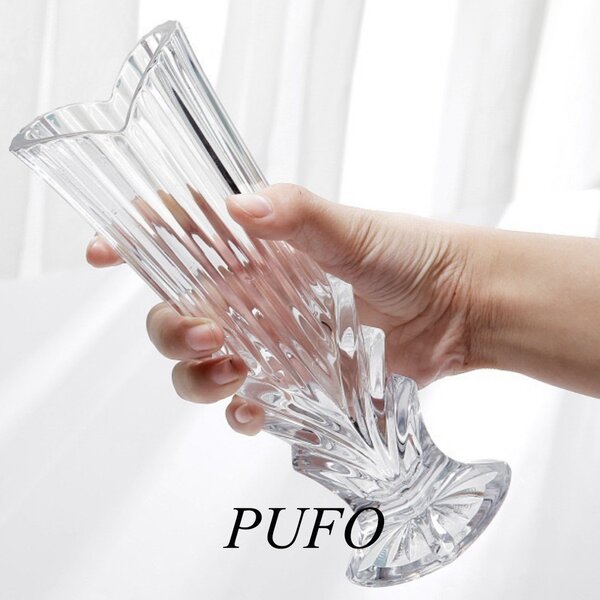 Vaza decorativa eleganta Pufo Prestige din sticla pentru flori si aranjamente, 20 cm - design modern pentru living si decor interior