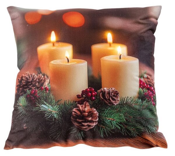 Pernuță cu lumină LED COROANĂ DE ADVENT 40 x 40 cm