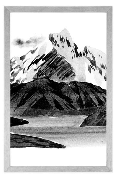Poster peisaj montan minunat în design alb-negru