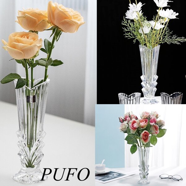Vaza decorativa eleganta Pufo Prestige din sticla pentru flori si aranjamente, 20 cm - design modern pentru living si decor interior