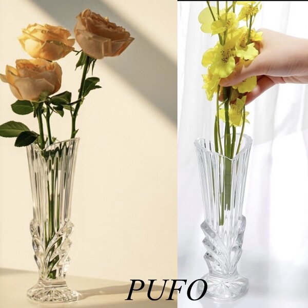 Vaza decorativa eleganta Pufo Prestige din sticla pentru flori si aranjamente, 20 cm - design modern pentru living si decor interior