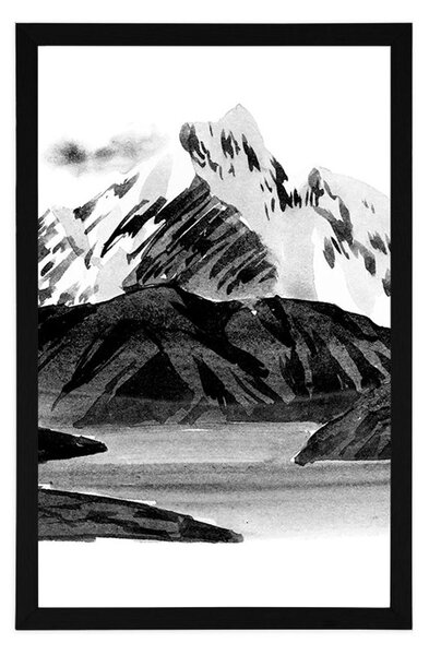 Poster peisaj montan minunat în design alb-negru