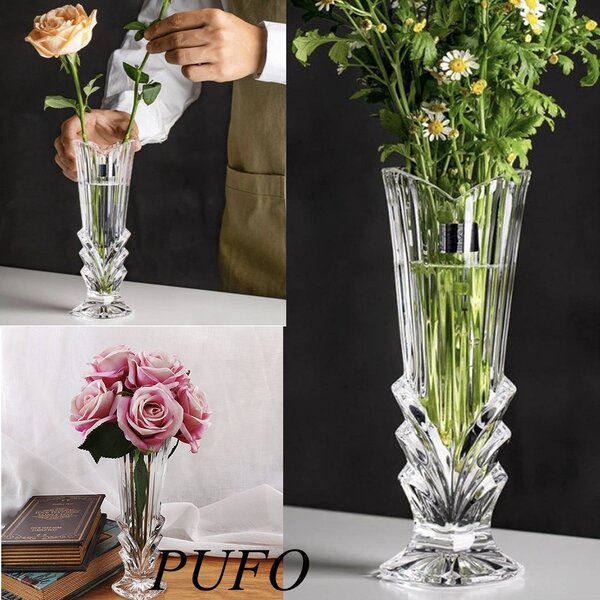 Vaza decorativa eleganta Pufo Prestige din sticla pentru flori si aranjamente, 20 cm - design modern pentru living si decor interior