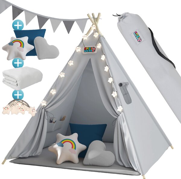 Deuba Cort tip Teepee pentru copii 160x130x130 cm - gri