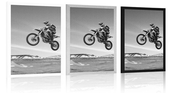 Poster pentru motocicliști în design alb-negru