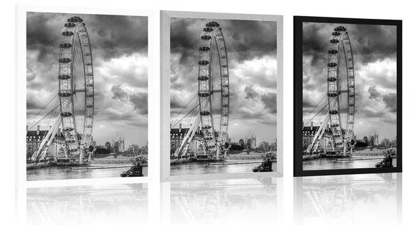 Poster Londra unică și râul Tamisa în design alb-negru