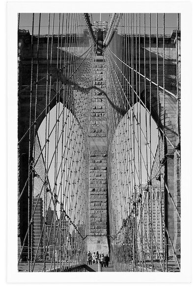 Poster podul Manhattan în New York în design alb-negru