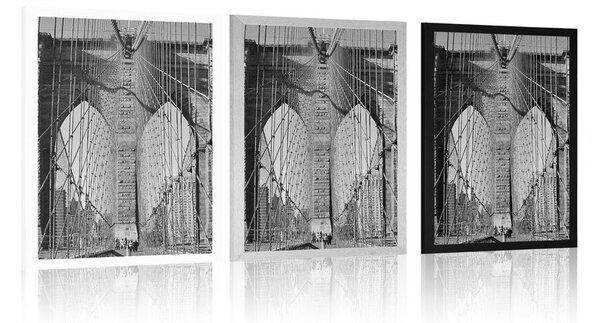 Poster podul Manhattan în New York în design alb-negru