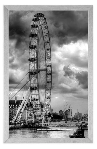 Poster Londra unică și râul Tamisa în design alb-negru