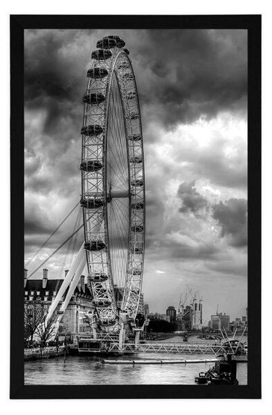 Poster Londra unică și râul Tamisa în design alb-negru