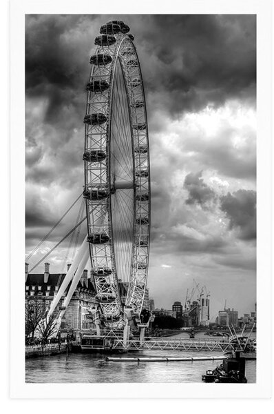 Poster Londra unică și râul Tamisa în design alb-negru