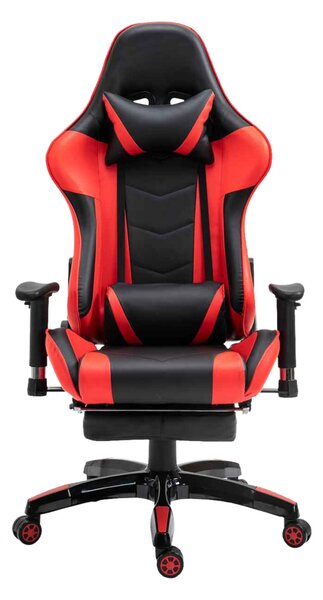 Scaun gaming, funcție șezlong, 90-180 grade, suport picioare, mânere 3D reglabile, Negru/Roșu