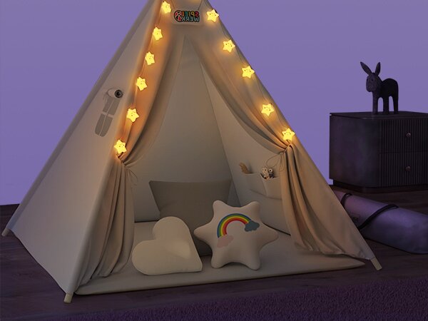 Deuba Cort tip Teepee pentru copii 160x130x130 cm - alb