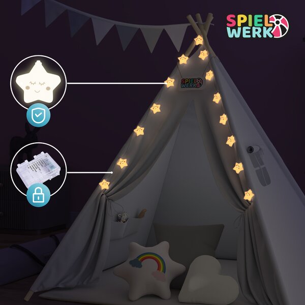 Deuba Cort tip Teepee pentru copii 160x130x130 cm - alb