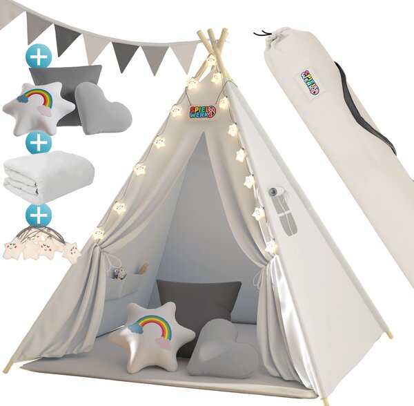 Deuba Cort tip Teepee pentru copii 160x130x130 cm - alb