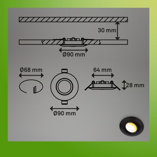 Briloner 7586035 - Set 3x LED plafonieră de baie KLIRA, LED/4,9W/230V, IP23, negru