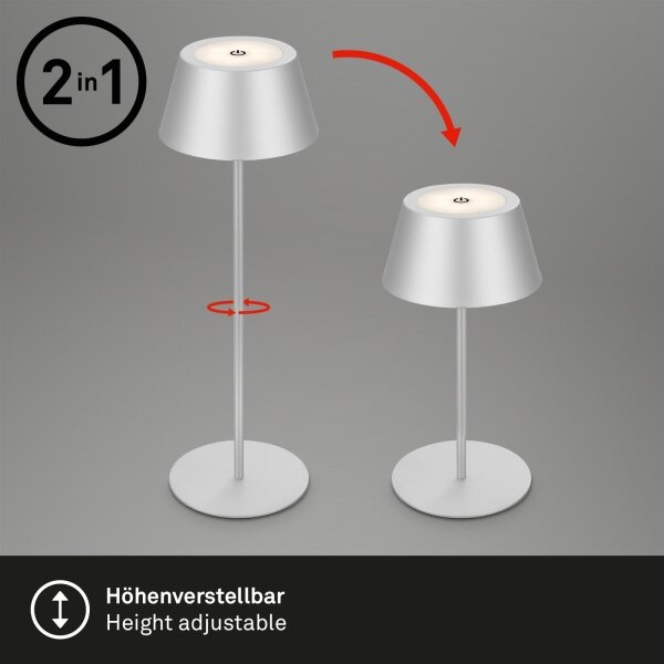 Brilo - Lampă de birou LED RGB KIKI reîncărcabilă cu control tactil LED/2,6W/5V IP44 2600 mAh argintie