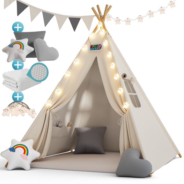 Deuba Cort tip Teepee pentru copii 160x130x130 cm - alb