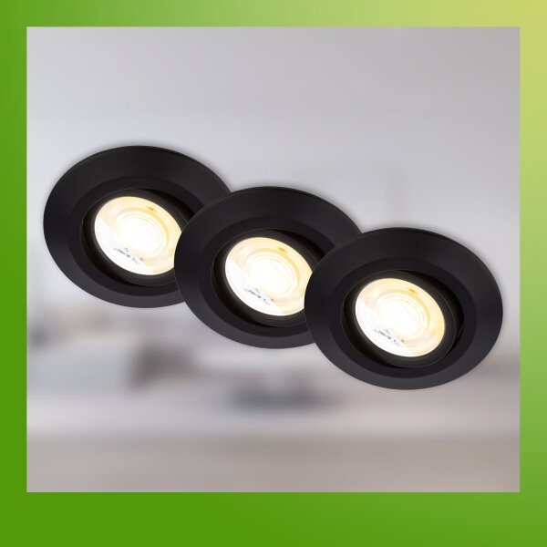 Briloner 7586035 - Set 3x LED plafonieră de baie KLIRA, LED/4,9W/230V, IP23, negru