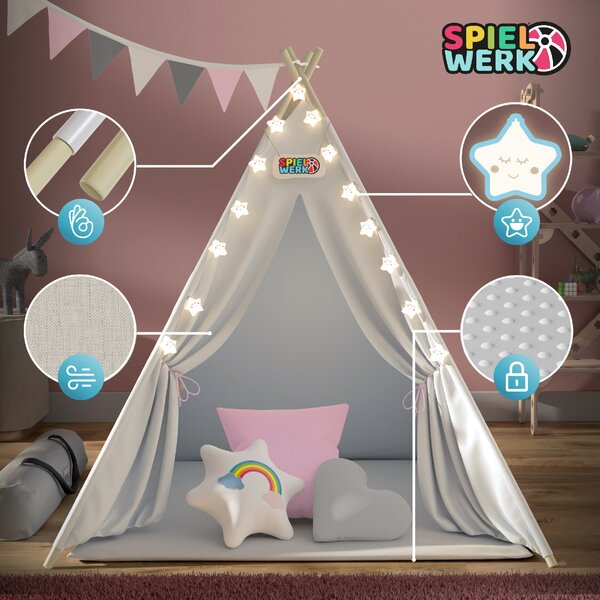 Deuba Cort tip Teepee pentru copii 160x130x130 cm - roz