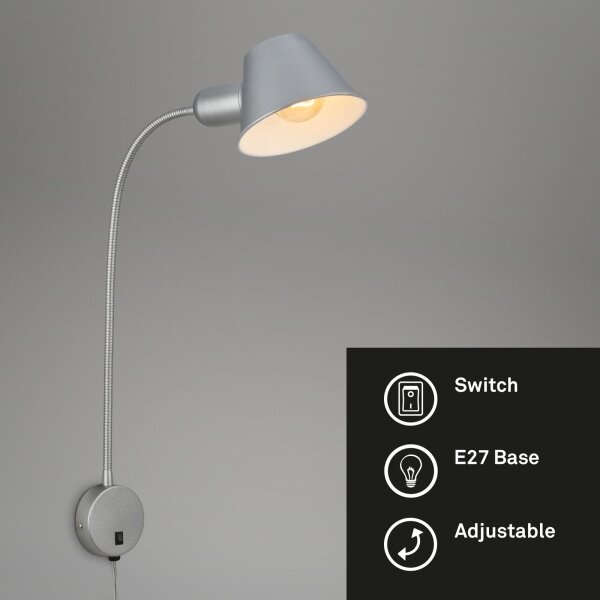 Briloner 2089-014 - Lampă de perete flexibilă BRELLO 1xE27/10W/230V, crom mat