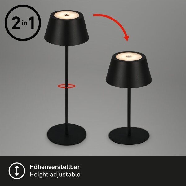 Brilo - Lampă de birou LED RGB reîncărcabilă, cu control tactil, KIKI, LED/2,6W/5V, IP44, 2600 mAh, negru