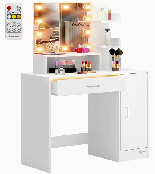 Deuba Masuta de toaleta Jocelyn cu iluminare LED 90x38x137 cm - alba