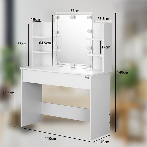 Deuba Masuta de toaleta Lucia cu iluminare LED 108x140x40 cm - alba