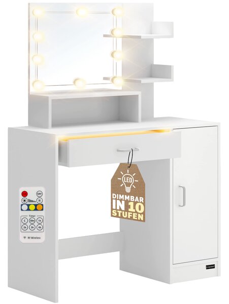 Deuba Masuta de toaleta Jocelyn cu iluminare LED 90x38x137 cm - alba