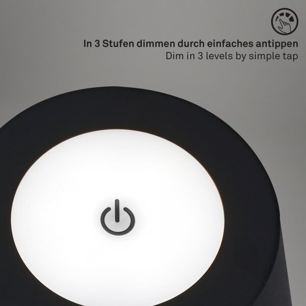 Briloner 1438015 - Lampă de podea LED dimabilă KIKI, 4,3 W/5 V, IP44, 2600 mAh, negru