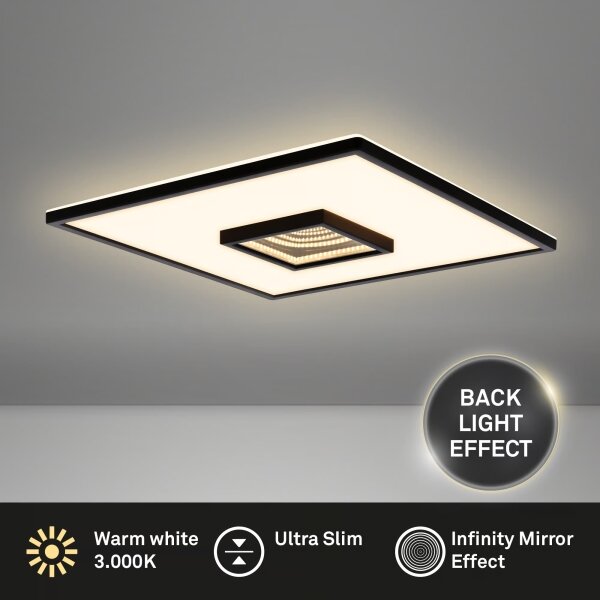 Briloner 3848015 - Plafonieră LED TORO, 18W, 230V, 42x42 cm, negru