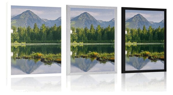 Poster panorama munților frumoasă lângă lac