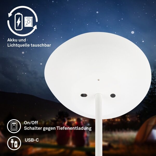 Briloner 1500016 - Lampă de podea LED dimabilă ESTATE, 8 W / 5 V, 4000 mAh, albă