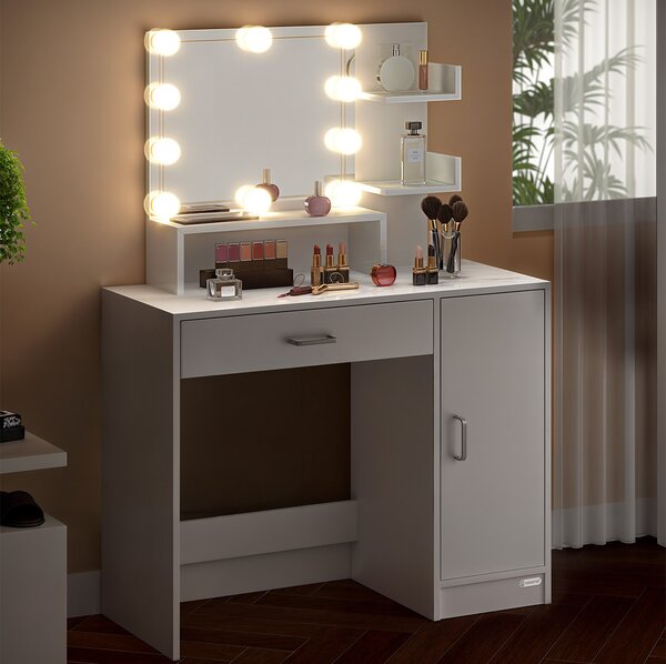 Deuba Masuta de toaleta Jocelyn cu iluminare LED 90x38x137 cm - alba