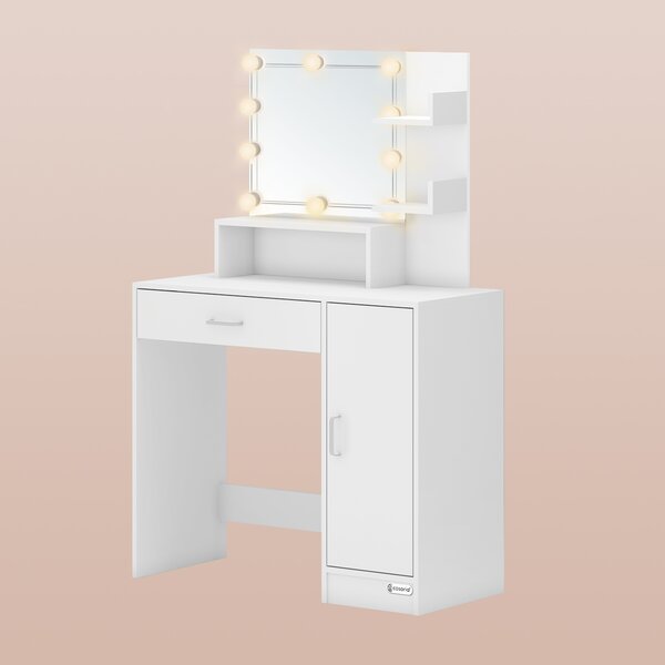 Deuba Masuta de toaleta Jocelyn cu iluminare LED 90x38x137 cm - alba
