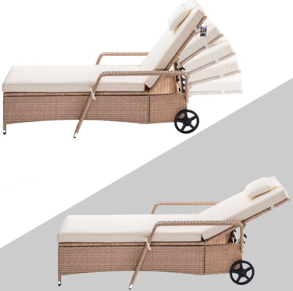 Deuba Recliner de lux cu roti, bej