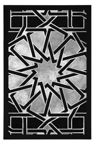 Poster mozaic oriental în alb-negru