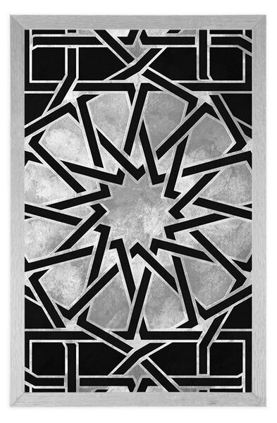 Poster mozaic oriental în alb-negru