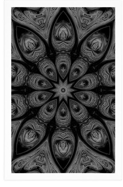 Poster Mandala hipnotică în design alb-negru